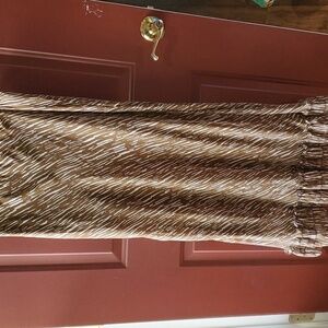 Jonathon Martin brown & white print ruffle bottom lined skirt size large